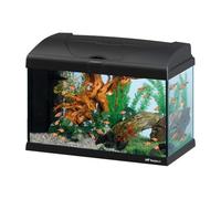 Hydor Aquarium 40L pour Poissons Tropicaux ou d'eau Douce, Aquarium Complet: Lampe LED, Filtre Interne à 2 étages, Chauffage, 52 x 27 x h 36 cm en Verre Noir