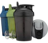 Hydra Cup - Lot de 4 shakers de 570 ml avec boules de fouet en fil métallique, mélangeur pour mélanges protéinés, V2