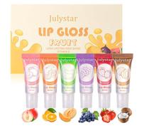 Hydra Lot de 6 gloss à lèvres fruités, hydratants, brillants, brillants, brillants, pour des lèvres nourrissantes et durables, avec vitamine E, rouge à lèvres liquide type gelée