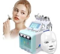 Hydra Machine de beauté pour le visage, hydrogène et oxygène, 7 en 1 avec masque LED pour nettoyage en profondeur, épluchage hydro dermabrasion à jet de petites bulles (vert)