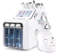 Hydra Machine faciale 7 en 1 avec masque LED pour nettoyage en profondeur, épluchage hydro dermabrasion jet peler petites bulles, double grandes pompes, aspiration plus forte (gris)
