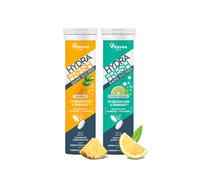 HydraFresh - 2 saveurs - Pastilles hydratation Effervescentes - Magnésium, Électrolytes, Calcium, Vitamines C et B - Complément alimentaire énergie saveur Citron et Ananas - Sans sucres - France