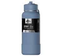 Hydrapeak Isolierte Wasserflasche mit Strohhalmdeckel, farblich passende Kappe und Gummistiefel, vakuumisolierte Wasserflaschen aus Edelstahl, hält Getränke für 24 Stunden Kalt (moderne Blau)