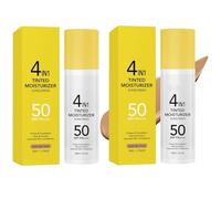 Hydratant Teinté 4 En 1 Avec Fond De Teint SPF50 PA +++ Primer Glow Finish Perfecteur De Peau For Tous Les Types De Peau 50G(Lvory White 2pcs)