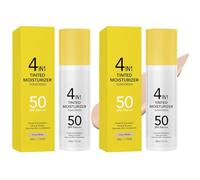Hydratant Teinté 4 En 1 Avec Fond De Teint SPF50 PA +++ Primer Glow Finish Perfecteur De Peau For Tous Les Types De Peau 50G(Dark Skin Tone,2pcs)