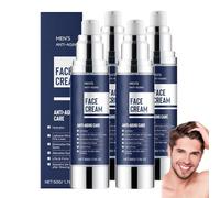 Hydratant visage homme - Lotion hydratante et anti-âge en profondeur, crème visage 6 en 1 pour homme : hydratant anti-âge, crème pour le visage, vitamines E et B, soin hydratant quotidien (4 STÜCKE)