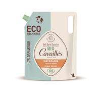 Hydratation quotidienne pour toute la famille avec ROGE CAVAILLES gel douche surgras bio pro-régénérant macadamia, format recharge 1L - Lot de 2
