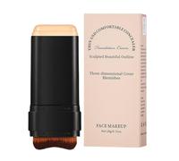 Hydrating Face Foundation Stick with Built-In Brush, Natural Finish Makeup for Women, Lightweight Contour Cream, Long Wear Base for Holidays and Daily Use, 1 Piece