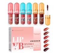 Hydrating Lip Gloss Oil Set,Glitter Glossy Plumping Lipgloss,Huile Pour Les Lèvres Set De Lip Gloss Gelée De Lèvres Hydratante pour Women and Girls 6 Colors Set