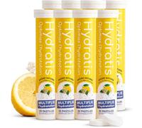 HYDRATIS - Pastilles Effervescentes Citron/Fleur de Sureau - Optimise l'Hydratation - Riche en Minéraux - Faible en Sucre - Goûts Légers - Sport, Crampes, Récupération - 160 Pastilles