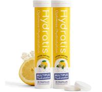 HYDRATIS - Pastilles Hydratation Electrolytes - Citron/Sureau - Améliore l'Hydratation et Favorise l'Énergie - Formule Isotonique - Sport, Récupération - 2 tubes (40 Pastilles)