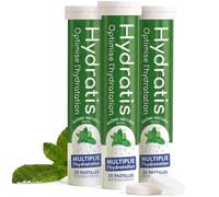 HYDRATIS - Pastilles Hydratation Electrolytes - Menthe - Améliore l'Hydratation et Favorise l'Énergie - Formule Isotonique - Sport, Récupération, Bien-être - 3 tubes (60 Pastilles)