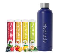 HYDRATIS - Pastilles Hydratation Electrolytes - Mix 4 Parfums + Gourde 500 ml Bleu - Améliore l'Hydratation et Favorise l'Énergie - Formule Isotonique - Sport. Récupération (80 Pastilles)