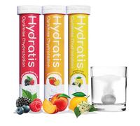 HYDRATIS - Pastilles Effervescentes avec Electrolytes - Citron/Fleur Sureau+Fruits des Bois+Pêche - Optimise l'Hydratation - Riche en Minéraux - Faible en Sucre - Sport, Récupération - 60 Pastilles