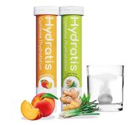 HYDRATIS - Pastilles Hydratation Electrolytes - Mix Pêche + Citronnelle/Gingembre - Améliore l'Hydratation et Favorise l'Énergie - Formule Isotonique - Sport, Récupération - 2 tubes (40 Pastilles)