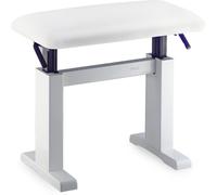 Hydraulique Banc de Piano Blanc Haute Brillance Avec Blanc Kunstlederpolster