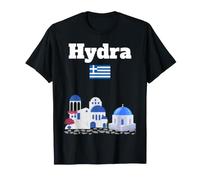 Hydre Souvenir de Voyage Amant des îles grecques Drapeau de la Grè T-Shirt