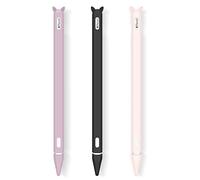 Hydream 3Pack Coque de Silicone pour Apple Pencil 2nd Génération, Housse de Protection pour Apple Pencil, avec 2 Nib Cover Protection (Violet+Rose+Noir)