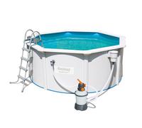 Hydrium Piscine 300 x 120 cm, Cap. 7 630, Filtre à Sable 58397 (2 006 Lt/H). Comprend : Tapis de Base, Skimmer Professionnel, échelle de sécurité et DVD, Blanc