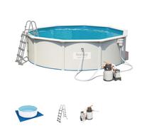 Hydrium Piscine 460 x 120 cm, Cap. 17 430 l, Pompe à Sable 58400 (3 785 Lt/H). Comprend : Tapis de Base, Skimmer Professionnel, échelle de sécurité et DVD