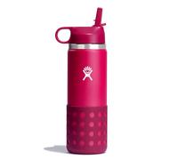 Hydro Flask 20 oz pour enfants, bouchon large ouverture et botte avec paille, motif pivoine
