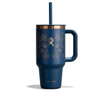 Hydro Flask - Travel Tumbler 946 ml (32 oz) with Closable Press-In Straw Lid - Étanche, Isotherme, Compatible Porte-Gobelets - Garde Boissons Froides 24 h & Chaudes 12 h - Western Dark Blue