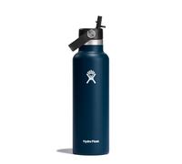 HYDRO FLASK - Gourde Isotherme 621 ml (21 oz) avec Bouchon Antifuite et Paille Intégrée - Bouteille Inox à Isolation sous vide - Ouverture Standard - Indigo