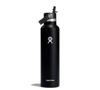 HYDRO FLASK - Gourde Isotherme 710 ml (24 oz) Bouchon Flex Cap Antifuite et Paille Intégrée - Bouteille Inox Réutilisable - Boissons Chaudes et Froides - Standard Mouth - Sans Bisphénol A - Black