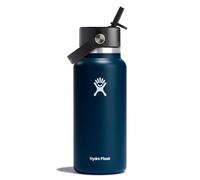 HYDRO FLASK - Gourde Isotherme 946 ml (32 oz) avec Bouchon Antifuite et Paille Intégrée - Bouteille Inox à Isolation sous vide - Ouverture Standard - Indigo