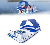 Hydro-Force Tropical Breeze Chaise longue gonflable pour 6 personnes avec 6 porte-gobelets, dossier et amovible