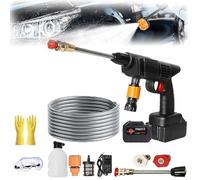 Hydro X5 Hand Held Pressure Washer, Hand Held Portable Cordless Power Washer with 16ft Detachable Hose 6-in-1 Nozzle and Batteries & Charger 3 Power Level for Car Garden Yard Floor Cleaning(96V)