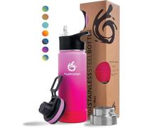 Hydro2Go Bouteille en Acier Inoxydable - Bouteille Thermo Sans BPA pour Enfants, École, Sport & Extérieur - Garde les Boissons Chaudes à 12H et Froides à 24H - Inclus 3 Couvercles - 500 ml (Bloom)