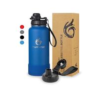 hydro2go Bouteille en inox avec bouchon sport - Sans BPA, étanche, flacon thermos pour le sport, garde les boissons froides 24 heures ou chaudes 12 heures (Bleu, 950 ml)