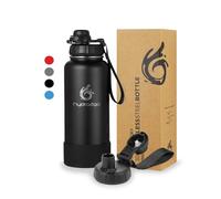 hydro2go Bouteille en inox avec bouchon sport - Sans BPA, étanche, flacon thermos pour le sport, garde les boissons froides 24 heures ou chaudes 12 heures (Noir, 950 ml)