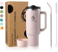 hydro2go Gobelet Isotherme avec Paille - Chaud 10h, froid 12h - Lavable au lave-vaisselle, sans BPA - Mug de voyage pour boissons chaudes et froides (Rose, 1200 ml)
