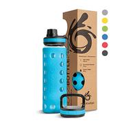 Hydro2Go Gourde en Verre 550 ML - Gourde avec Paille et Couvercle Silicone | 2 Couvercles Interchangeables | Va au Lave-Vaisselle, 100% Étanche