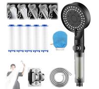 HydroBoost Pommeau de douche filtré haute pression 5 modes, pommeau de douche HydroBoost avec filtres pour eau dure, débit puissant et économie d'eau pour une utilisation en salle de sport à domicile