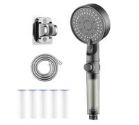 Hydroboosts High Pressure 5-Mode Filtered Shower Head, Gefilterter Duschkopf mit Handbrause, Tool-Free Install (Silver Gray,1Pcs)