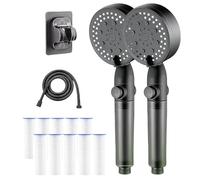 Hydroboosts High Pressure 5-Mode Filtered Shower Head, Gefilterter Duschkopf mit Handbrause, Tool-Free Install (Black,2Pcs)