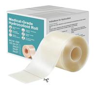 Hydrocolloid Roll 5cm x 3m, Pansement Hydrocolloïde Adhésif Imperméable et Respirant, Découpable sur Mesure pour Ampoules, Boutons, Coupures, Ultra-Mince Couleur Chair