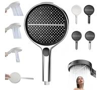 HydroEase Air-Boost 5.9" High-Pressure Handheld Shower Head with 4 Spray Modes, Adjustable Angle Upgrade High-End Pressurized Large Panel Shower Head, for Bathroom (Silver)