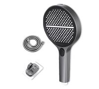 Hydroease Air-Boost 5.9" High-Pressure, Handheld Shower Head With 4 Spray Modes, Detachable Hose & Adjustable Bracket, Tool-Free Installation, for Bathrooms (Gunmetal Gray)