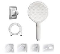 HydroEase Air-Boost 5.9" High-Pressure Handheld Shower Head with 4 Spray Modes, Hose and adjustable bracket, Self-Cleaning Silicone Nozzles, Tool-Free Installation, for Bathrooms (beige)