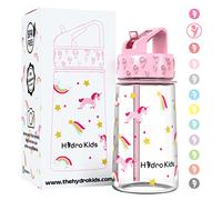 HydroKids Bouteille d'eau avec paille - 400 ml sans BPA - Pour l'école, les voyages, le sport - Anti-fuite - Pour filles, garçons, enfants