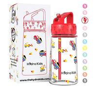 HydroKids Bouteille d'eau avec paille - 400 ml - Sans BPA - Pour l'école, les voyages, le sport - Étanche - Pour filles et garçons