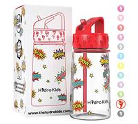 HydroKids Bouteille d'eau avec paille - 400 ml - Sans BPA - Pour l'école, les voyages, le sport - Étanche - Pour filles et garçons