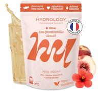 HYDROLOGY - Eau Aromatisée - Pastilles sans sucre - Boisson vitaminée beauté & éclat - Hydratation quotidienne - 15 pastilles effervescentes - Végan & naturel - Pêche Hibiscus - Glow