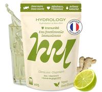 HYDROLOGY - Eau Aromatisée - Pastilles sans sucre - Boisson vitaminée soutien immunitaire - Hydratation quotidienne - 15 pastilles effervescentes - Végan & naturel - Citron Vert Gingembre - Immunité