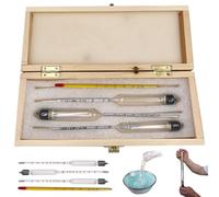 Hydromètre à alcool 3pcs 0-100 Tester d'alcool à l'épreuve du mètre gradué avec thermomètre et boîte en bois, hydromètre pour vin, bière, cidre, épreuves, distillation.