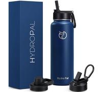 HydroPal Bouteille d'eau isotherme en acier inoxydable - 1200 ml/1000 ml/750 ml - 2 couvercles (couvercle à paille et couvercle à bec verseur), 2 pailles - pour des boissons chaudes pendant 12 heures